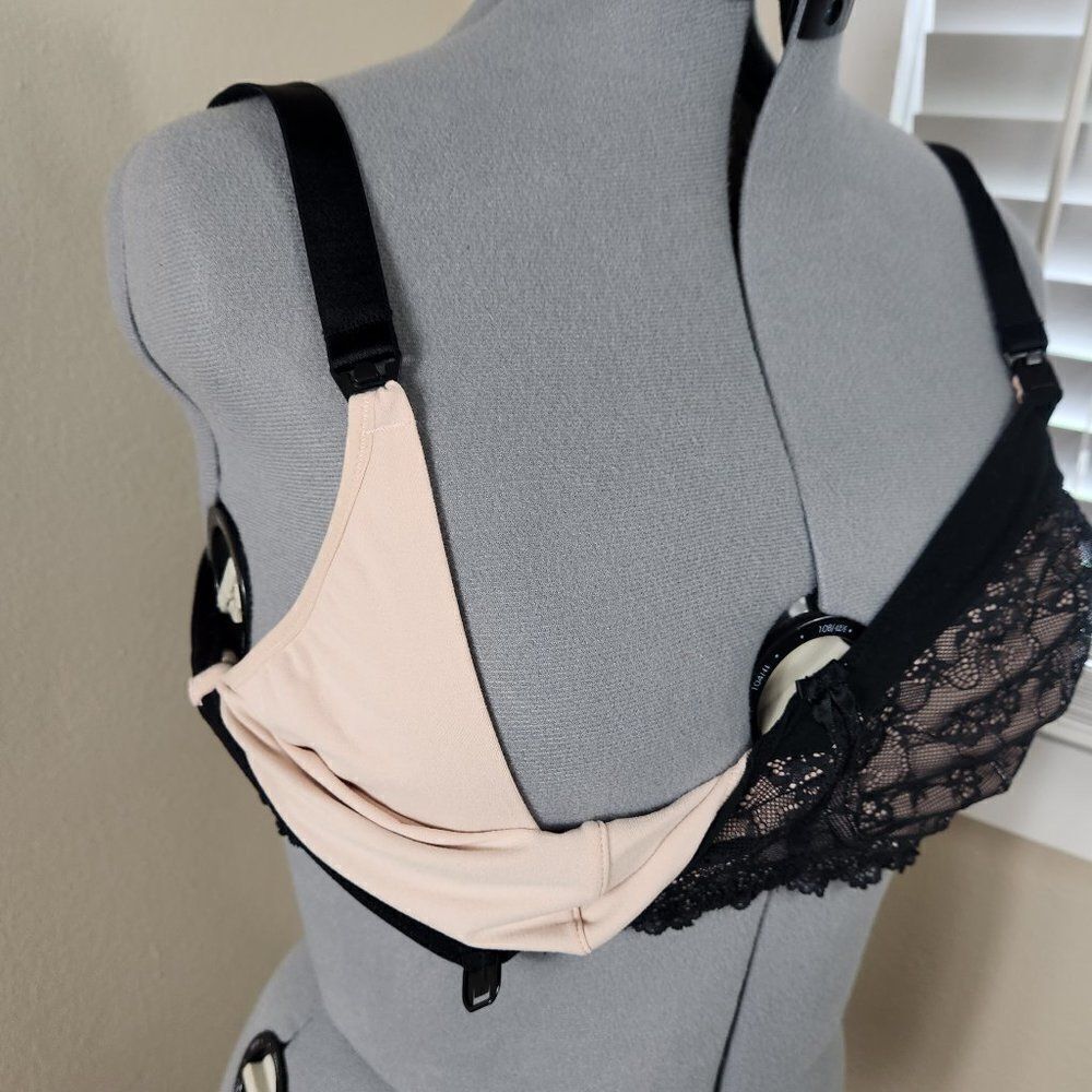 Paramour Nursing Bra Size 42DD Sexy Nursing Bra Black Pink - Picture 11 of 16